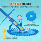 Automatic Suction Pool Cleaner, Low Noise Pool Vacuum Cleaner with Extra Diaphragm, 10 x 32 in Hoses & 36-Fin Disc, Side Climbing Pool Cleaners for Above-Ground & In-ground Swimming Pool